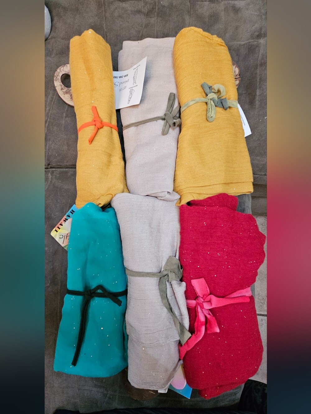 8 Women’s Lightweight  Sarong/Pareo/Shawl Wraps - 2 Gold, 1 Teal, 2 Red, 3 Beige